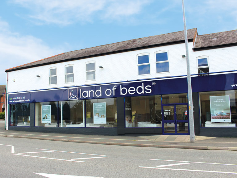 Exterior of the helsby mattress showroom in cheshire