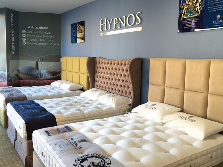 Picture of the Hypnos range on display in the showroom