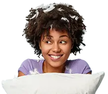 Woman holding pillow