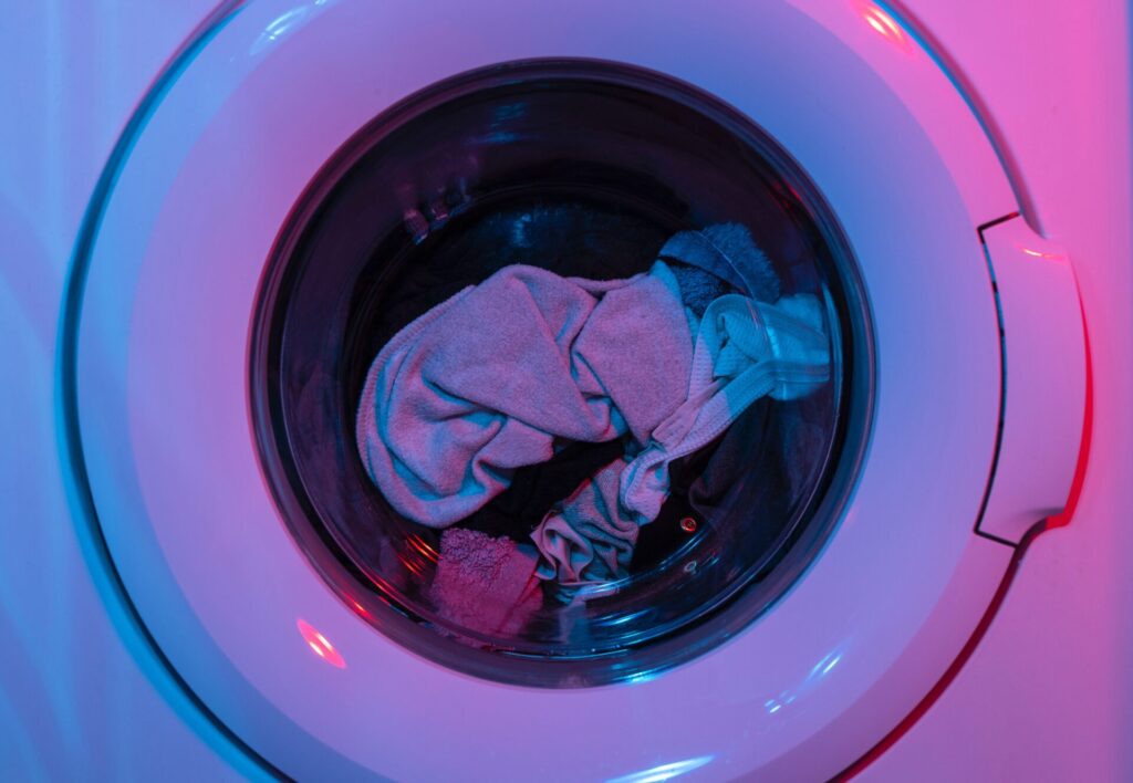 Close up of a Washing Machine Mid Cycle
