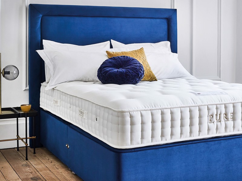 Pure Brand Mattress on blue bed, a great choice of bed