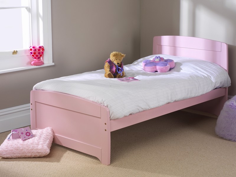 Single bed for a child in pink