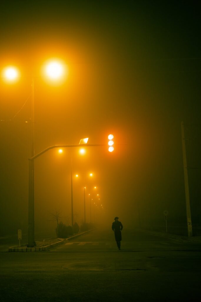 Person out walking at night