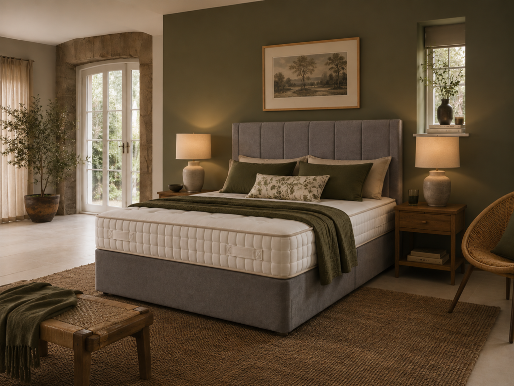 Harrison Spinks Opal 7250 natural pocket sprung mattress with luxury comfort, breathable natural fillings and medium firm support for combination sleepers.