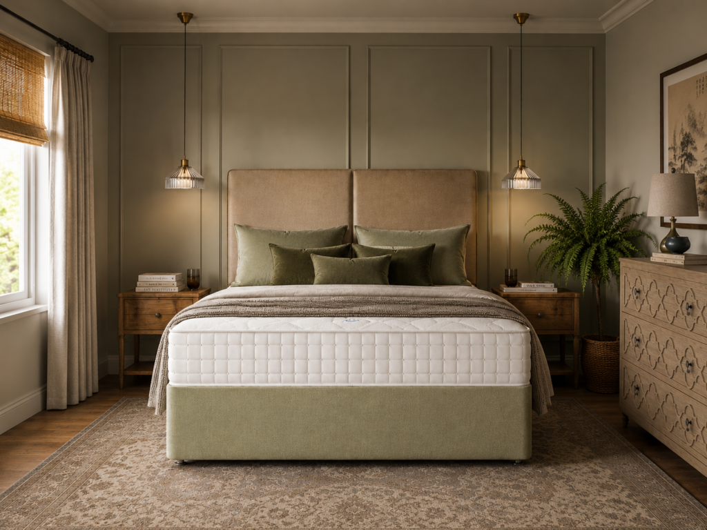 Relyon Tarporley pocket sprung mattress with memory foam, providing balanced comfort and support for a wide range of sleeping positions.